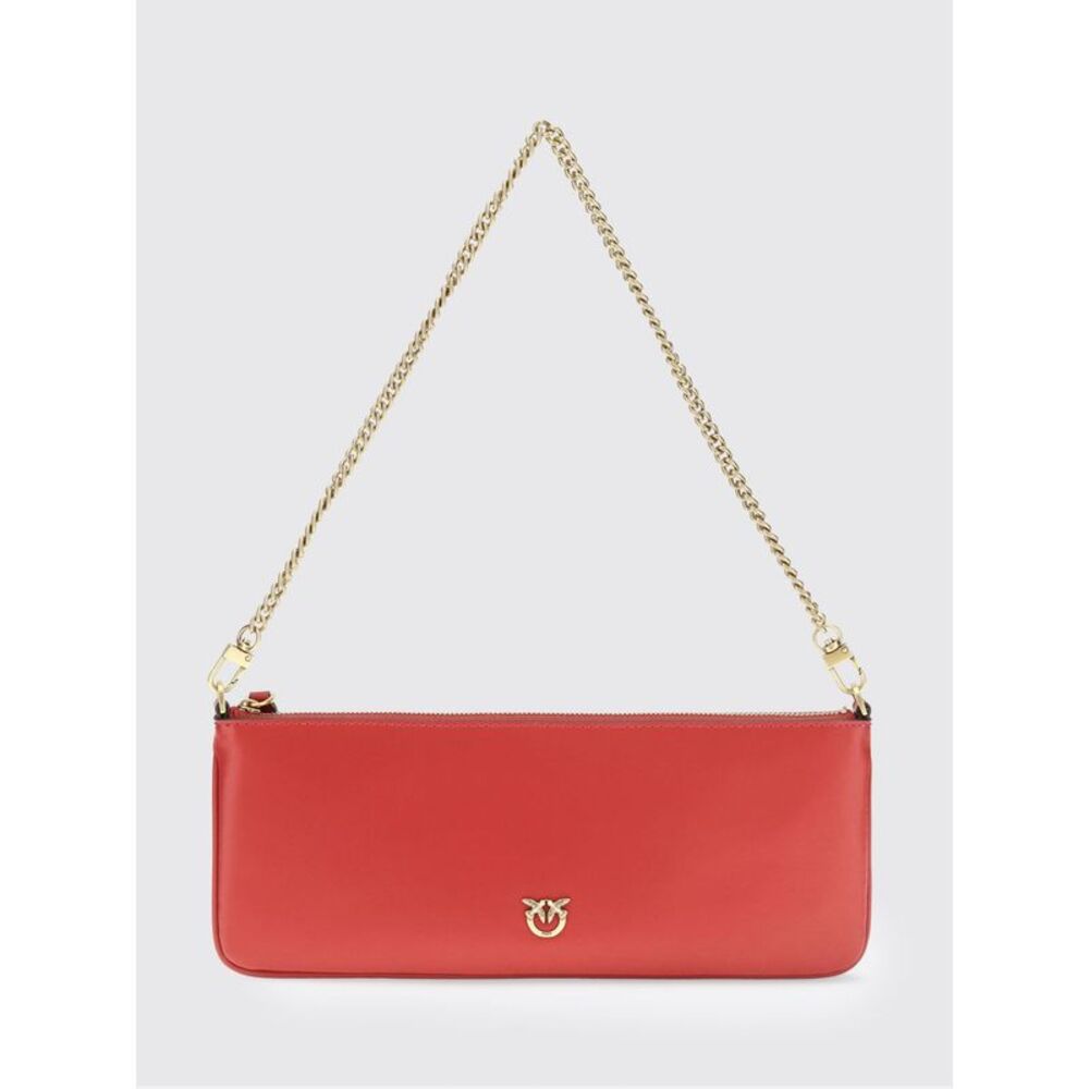 Pinko Women Horizontal Flat Leather Shoulder Bag Pinko With Love Birds Logo